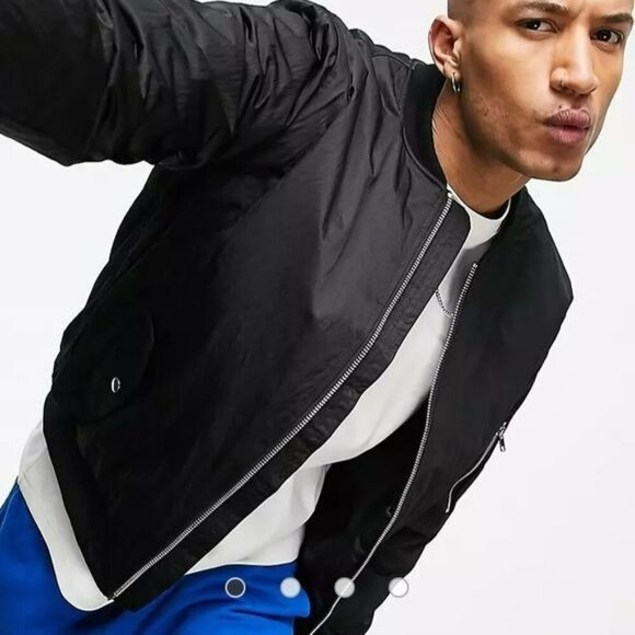 ASOS mens heavyweight padded bomber jacket in black with MA1 pocket - XL NWOTs - Picture 8 of 11